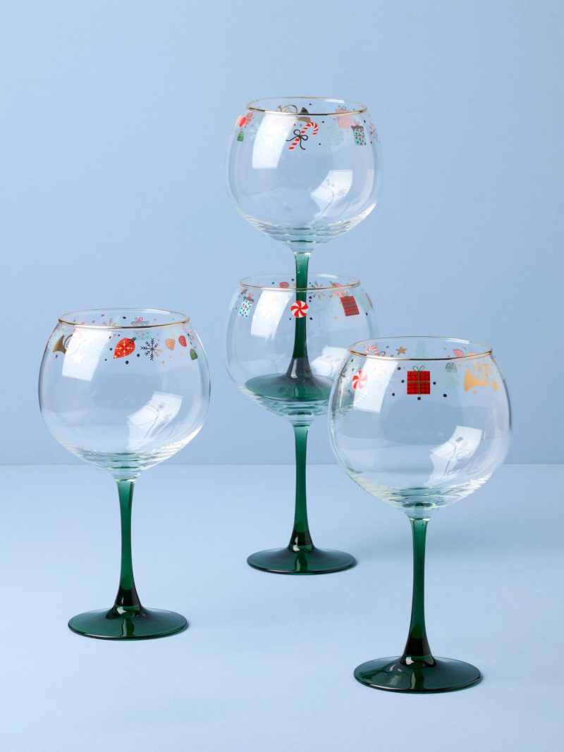 Nutcracker Ballet Balloon Wine Glasses, Set of 4